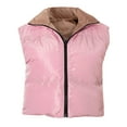 thumbnail image 6 of symoid Womens Coats- Fashion Zippers Slim Zipper Dual-purpose Bomber Warm Coat Tops Vest Brown M, 6 of 7
