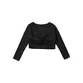 thumbnail image 3 of Xnihocha Kids Girls Classic Ballet Dance Sweater Pullover Cropped Tops Long Sleeve Cardigan Shrug Black 160, 3 of 5