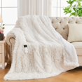 thumbnail image 1 of FNNMNNR 1pc Electric Heated Throw Blanket  Soft And Cozy Electric Heating Blanket  Shaggy Long Fur Faux Fur Heated Blanket  With Heat Settings And Auto Shut-Off  Flannel Single Person War, 1 of 7