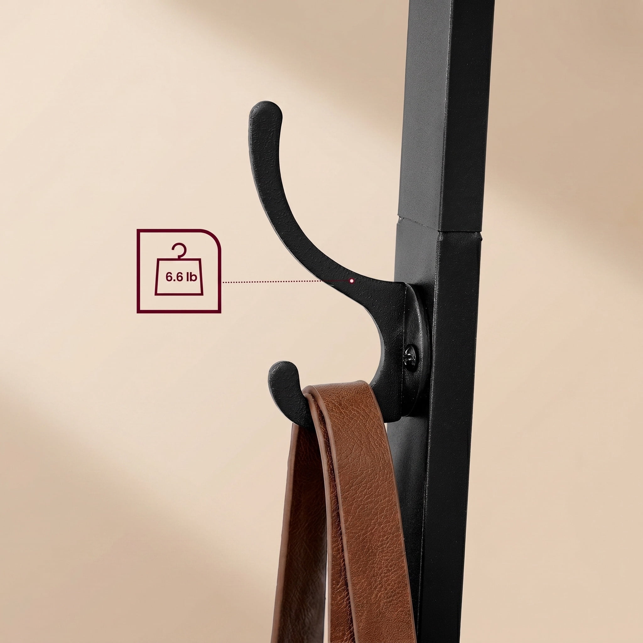 Nordic Hygge 71.5 in. Industrial Coat Rack with 8 Hooks and 3-Tier Storage Shelves, Rustic Brown and Black