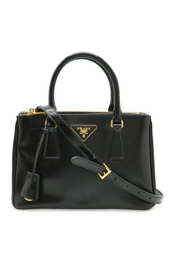 Pre-Owned PRADA Galleria Saffiano Handbag/Shoulder Bag, Patent Leather, NERO Black, Purchased...