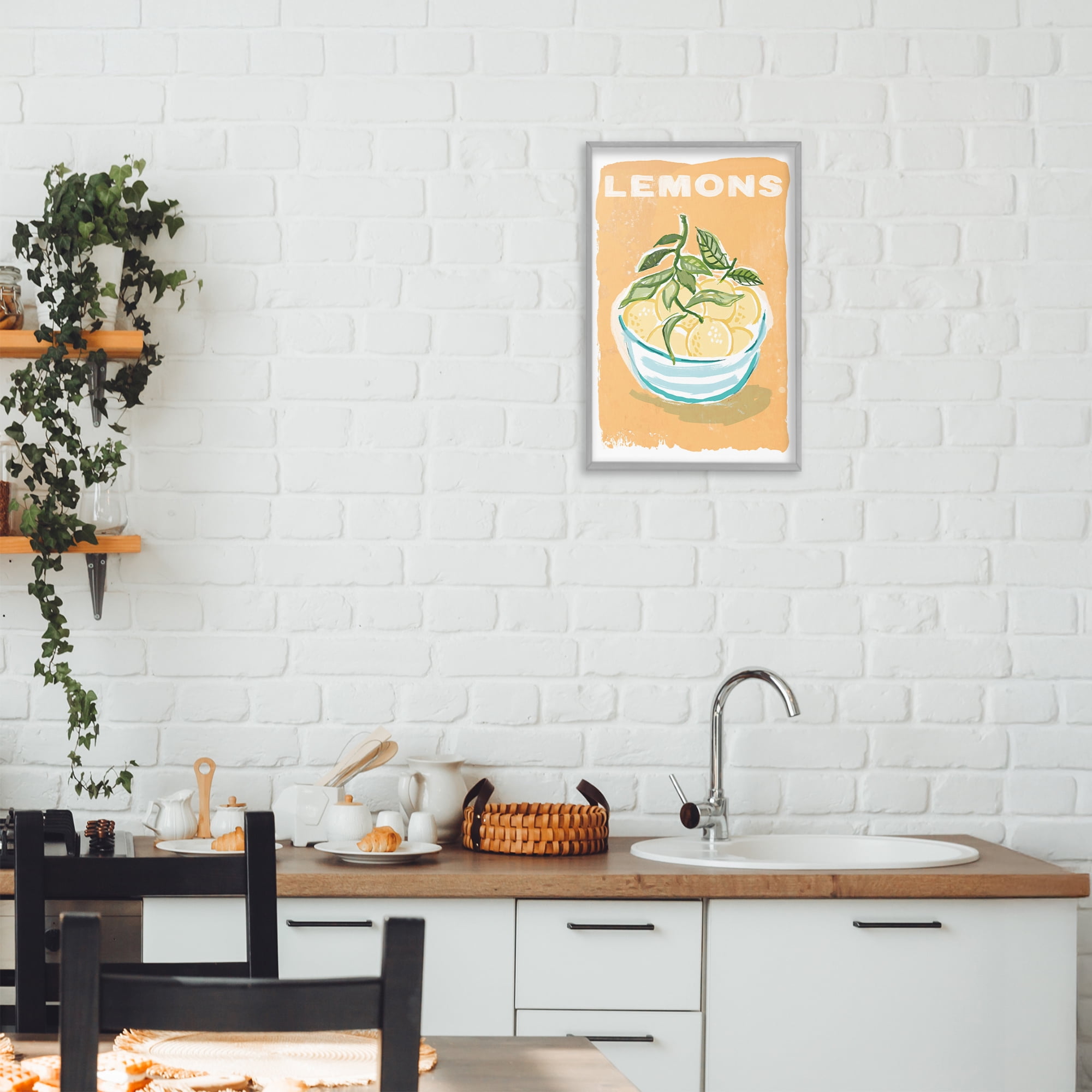 Stupell Industries Lemon Twist Motif Gray Framed Giclee Art, design by Chad Barrett