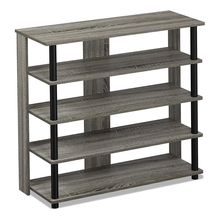 Furinno Turn-N-Tube 5 Tier Wide Wood Shoe Rack, Shelving Unit
