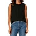 thumbnail image 7 of SSZMDLB Women Plus Size Sleeveless Ruffle Tank Tops Loose Round Neck Basic Tee Solid Boho Casual Summer Tops Vacation Holiday Outfits, Black XL, 7 of 7