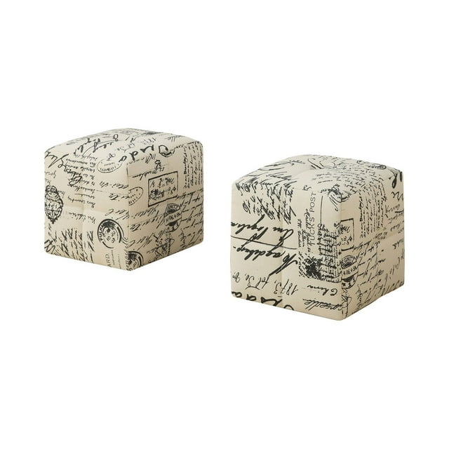 Monarch Specialties Ottoman, Pouf, Footrest, Foot Stool, Set Of 2, Juvenile, Fabric, Beige, Transitional
