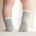 thumbnail image 4 of LYMAYTER 3 Pack ‌‌Baby Toddler Non-Slip Ankle Socks Cotton Grip Sole for Infants Kids Boys Girls Indoor Play‌, 4 of 7