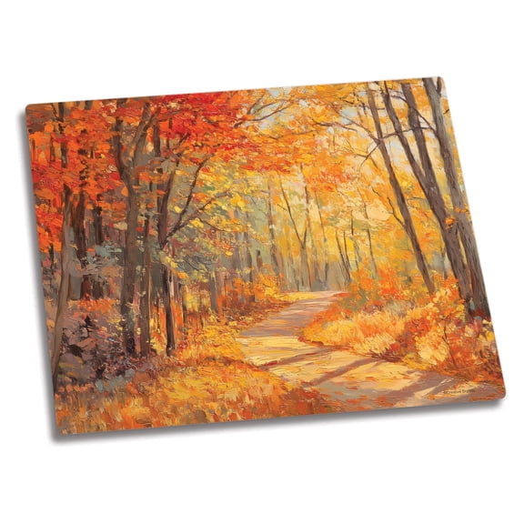 CounterArt Autumn Woodland Tempered Glass Cutting Board 10" by 8"