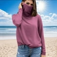 thumbnail image 2 of Htigea Women's Sun Protection Shirts with Face Mask Summer UPF 50+ Long Sleeve Rash Guard Shirt Lightweight Breathable Outdoor Work & Athletic Blouse Purple,L, 2 of 5
