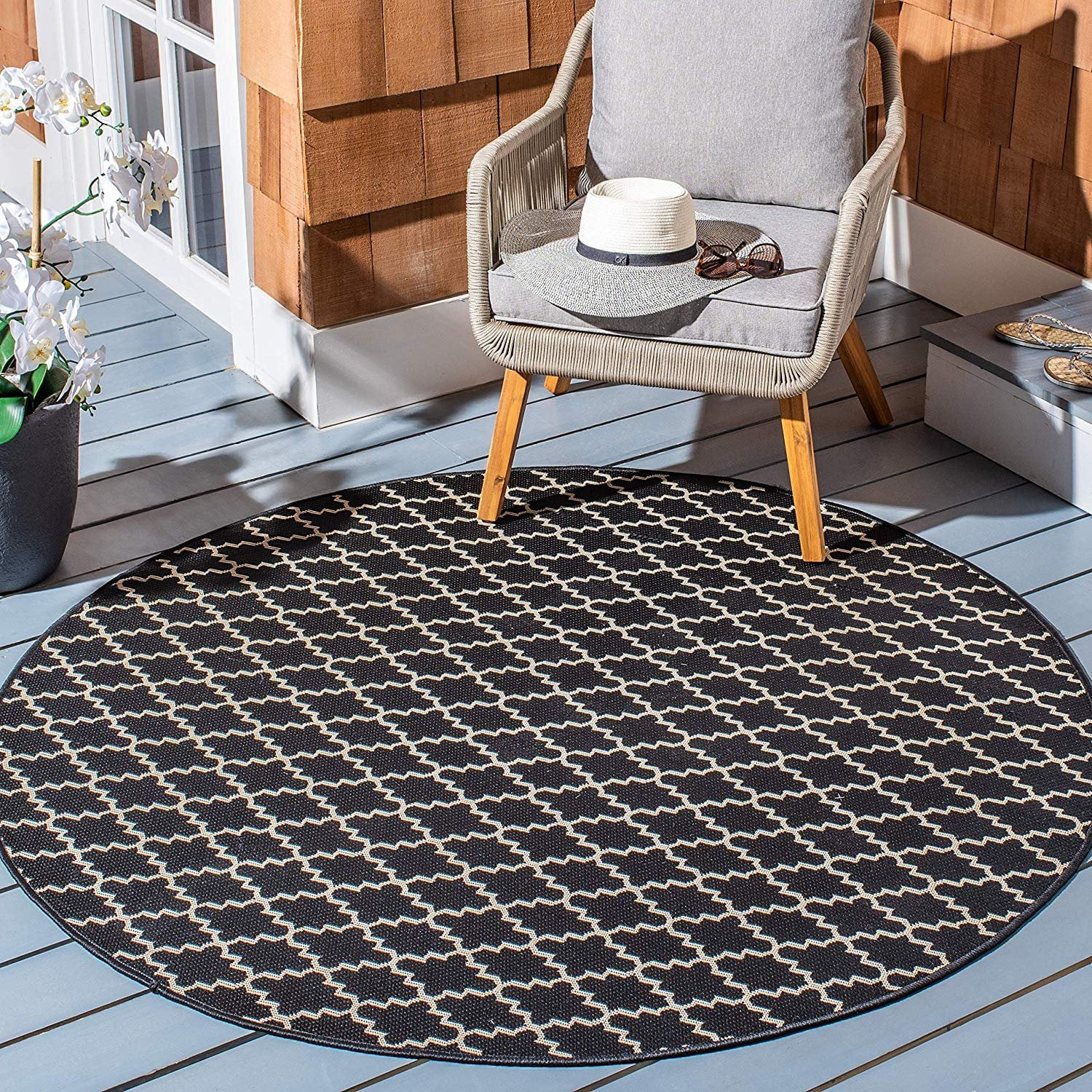 Safavieh Courtyard Collection CY6919226 Black and Beige Indoor