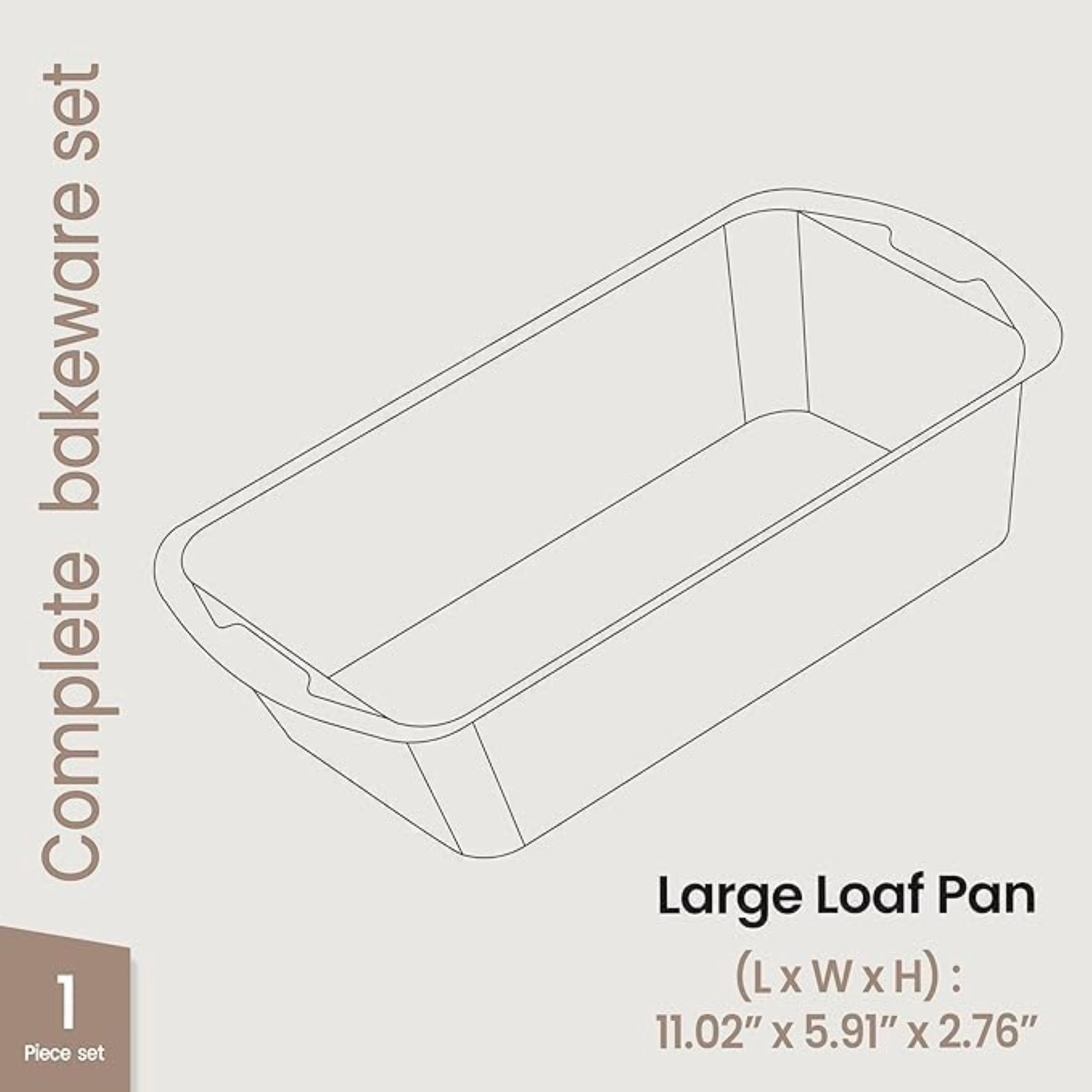BAKKEN Nonstick Loaf Pan Pack of 1, Carbon Steel 11" Large Baking Bread Pan, Oven Safe 450°F, Space Saving Design, Stain Resistant, Blue Marble