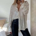 thumbnail image 2 of TUOYUAN Womens Plus Size Sequined Blouse Lapel Long Sleeve Sparkly Shirt Jacket Going Out Top Fall Winter,Gold,SIZE:XXXL, 2 of 5