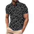 thumbnail image 1 of Camisetas de Manga Larga para Hombres Casual Impreso Botón Turndown Cuello Suéter Cuarto de Manga Blusa para Al Aire Libre Diario, 1 of 8