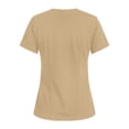 thumbnail image 4 of Iaqnaocc Scrub Tops Women Funny Solid Color Nurse Uniforms Trendy V-Neck Side Slits Scrub Shirt Party Short Sleeve Medical Workwear with 3 Pockets Khaki S, 4 of 4