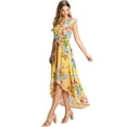 thumbnail image 2 of Flying Tomato Women's Floral Print Wrap Day Dress (S, Yellow), 2 of 4