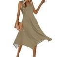 thumbnail image 4 of Women's Summer Casual Tank Dress Sleeveless Long Midi Dress with Pockets Loose Comfy Flowy A-Line Sundress Womens Denim Dress Khaki S, 4 of 8