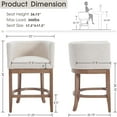 thumbnail image 5 of Guyou 26" Modern Counter Height Bar Stools Set of 2, Barrel Wooden Kitchen Island Chairs, Farmhouse Linen Upholstered Barstools for Restaurant Kitchen Bistro, Beige, 5 of 8