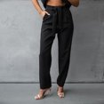 thumbnail image 3 of Traje de pantalones largos para mujer Traje de vacaciones informal con cuello en V y ajuste holgado con un solo pecho, 3 of 9