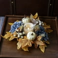 thumbnail image 5 of Thanksgiving Wreath Thanksgiving Halloween Pumpkin Maple Leaf Berry Candle Holders Scented Wreath Decorative Ring Decorative Items Table Decorations, 5 of 9