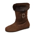 thumbnail image 2 of WAVSUF Women's Snow Mid Calf Boots Soft Sole Wide Width Anti Slip Fleece Warm Flat Boots Brown 7, 2 of 7