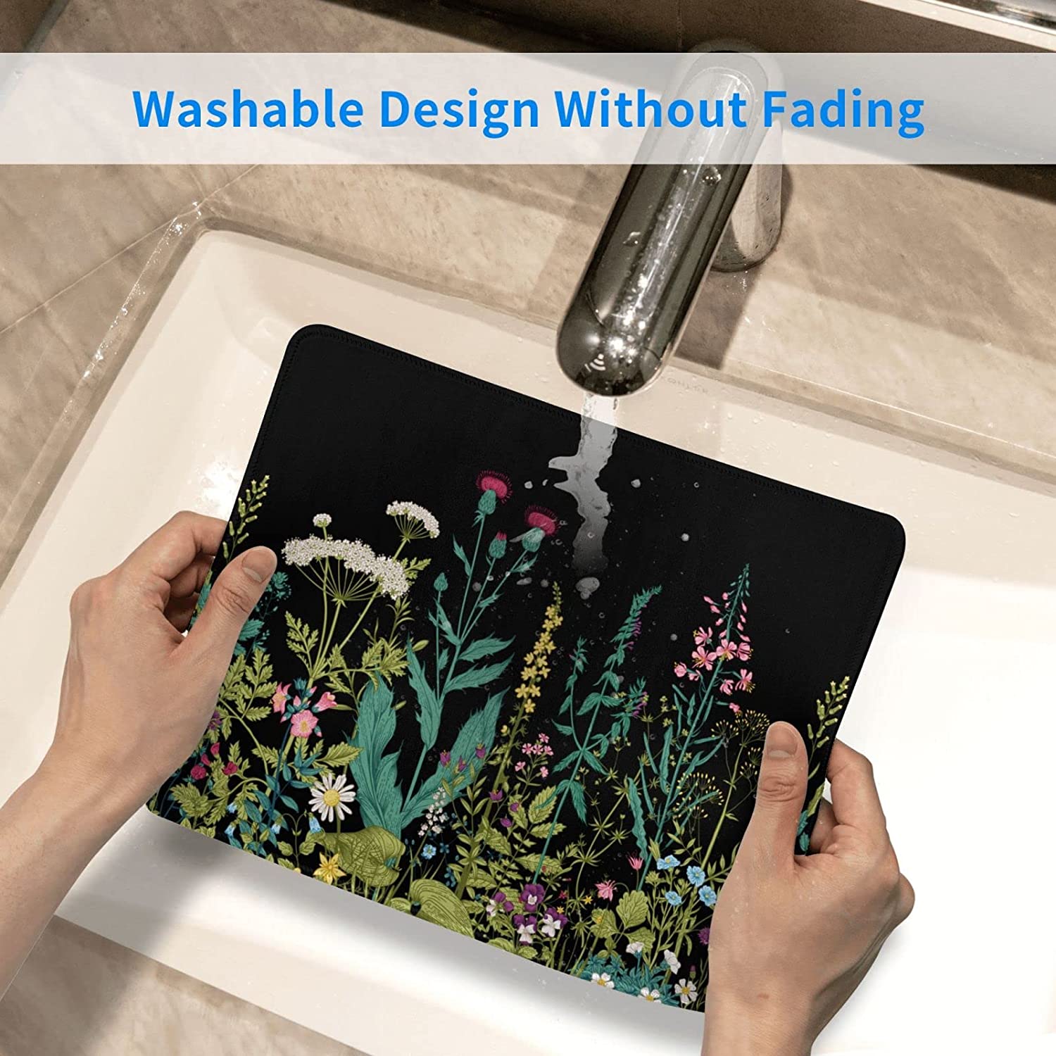 Garden Flowers Mouse Pad,Small Mouse Pad with Stitched Edge for Gaming, Mouse Mat Square Waterproof Mouse Pad Non Slip Rubber Base Landscape Mousepads for Office Laptop, 10"X8" Inch