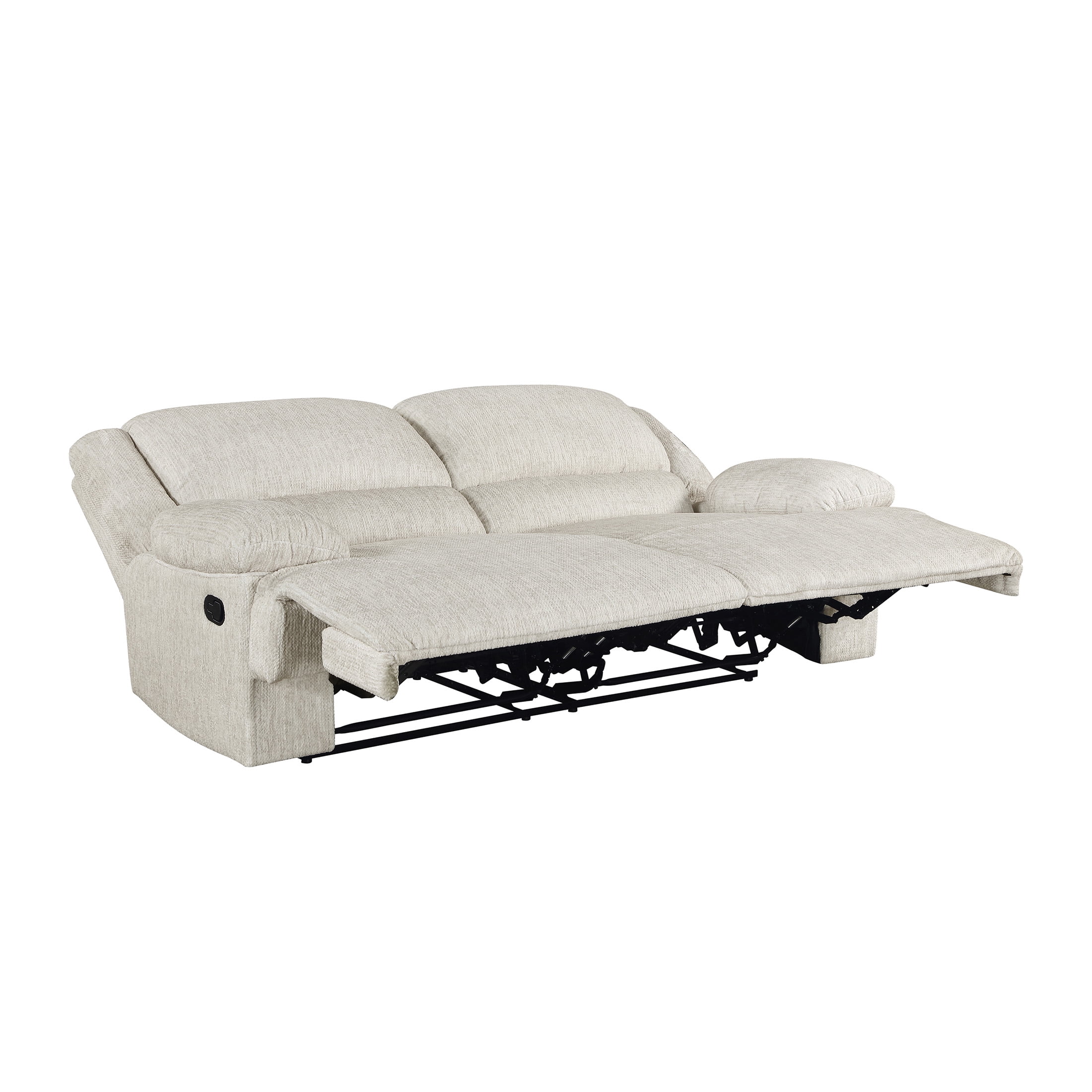 OakvillePark Modenza Microfiber Manual Double Reclining Sofa, Vanilla-Beige
