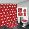 thumbnail image 6 of 4 Pcs Valentine's Day Shower Curtain Set with Non Slip Rugs Toilet Lid Cover Bath Mat U Shaped Mat Bathroom Curtain with 12 Hooks Waterproof Shower Curtain Decor, 6 of 6