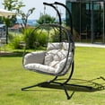 thumbnail image 6 of FKSLIFE Double Egg Chair with Stand Hammock Chair Cushion Outdoor Patio Wicker Loveseat Hanging Egg Chairs for 2 Persons, 6 of 7