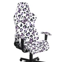 Jiueut Butterfly Leopard Print Gaming Chair Cover Set of 4, Stretchable Computer Chair Seat Protection with Armrest Pad Removable Rotating Chairs Protective Slipcover