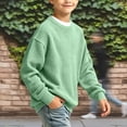 thumbnail image 3 of WDWYY Boys Waffle Knit Crew Neck Sweatshirt Long Sleeve Casual School Loose Fit Arm Pocket Pullover Top Green 13-14 Years, 3 of 5