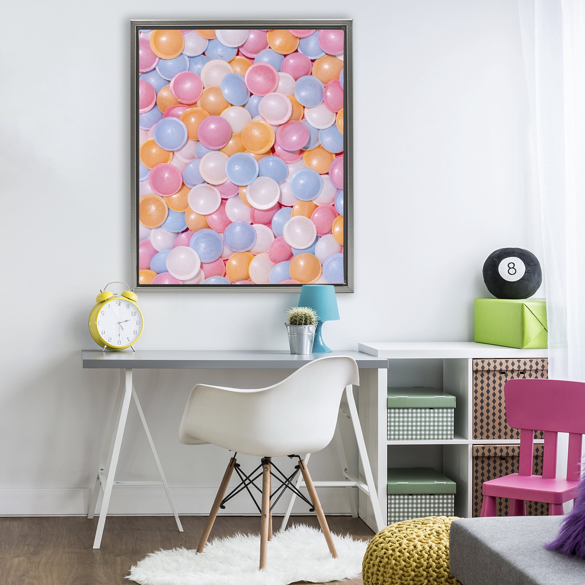 Stupell Industries Retro Pastel Candies Gray Framed Floater Canvas Wall Art, design by LISH Creative