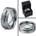 thumbnail image 4 of Tungsten I Love You 3000 Engraved Quote Band Ring 8mm Men Women Comfort Fit Gray Flat Cut Brushed Polished, 4 of 4