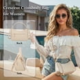 thumbnail image 2 of Crescent Shoulder Bag Crossbody Bags for Women, Trendy Woven Leather Bag Cute Hobo Tote Handbag Purse, with Adjustable Strap, Beige, 2 of 7