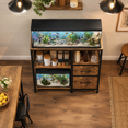 thumbnail image 3 of Rustic Brown 20-29Gallon Aquarium Stand with Charging Station and Storage Drawers, 3 of 8