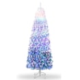 thumbnail image 1 of Eastvita 6 ft Pencil Tree Blue Gradient Pre-Lit Artificial Christmas Tree Featuring 100 Dual-Color LEDs, 1 of 6