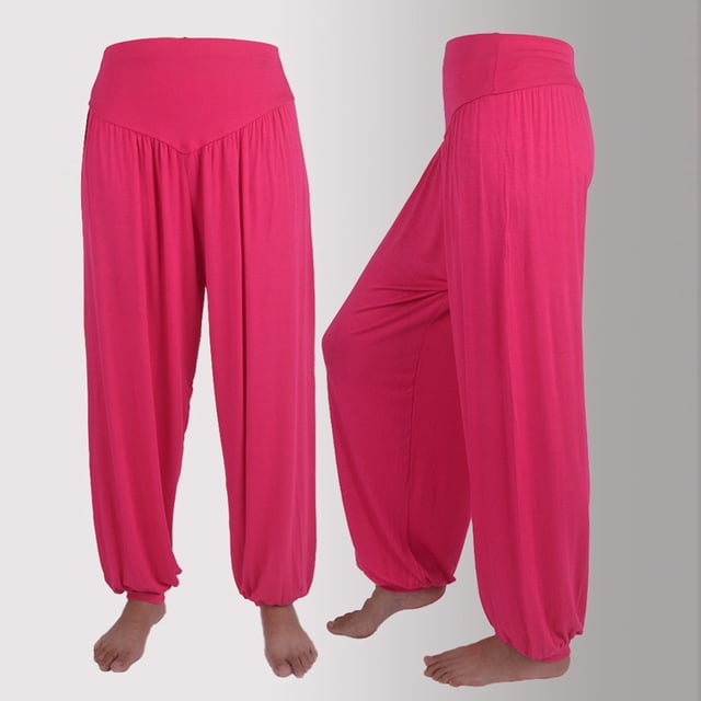 ICHUANYI Clearance Fashion Women's Elastic Loose Relaxed Cotton Soft Yoga Sports Dance Pants(Hot Pink, S) ICHUANYI WER2023080809522