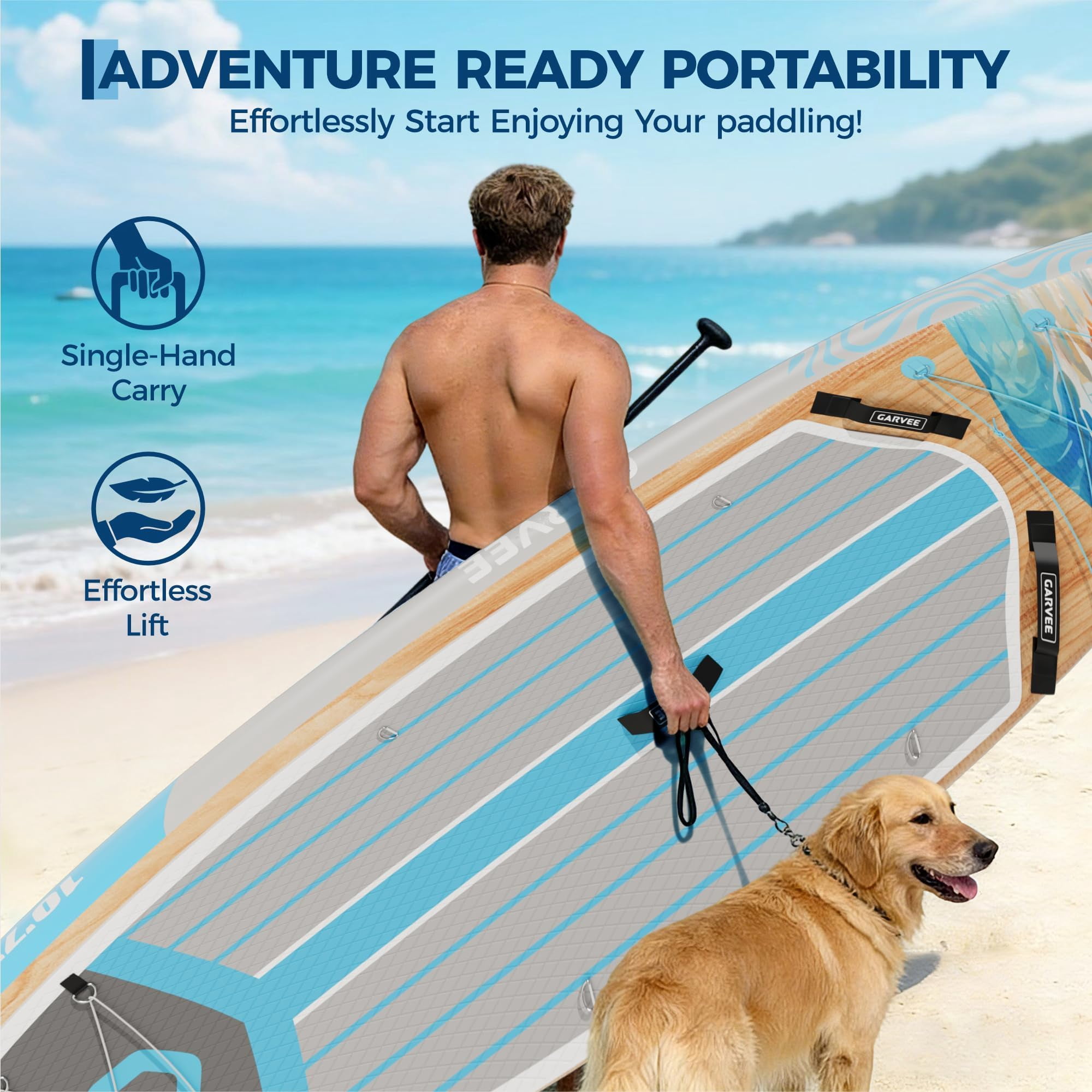 QinaQin 11-Foot Inflatable Stand-Up Paddleboard, Wide and Stable, with a Non-Slip Eva Deck, High Load-Bearing Capacity, Three-Fin Control, and Includes All Accessories
