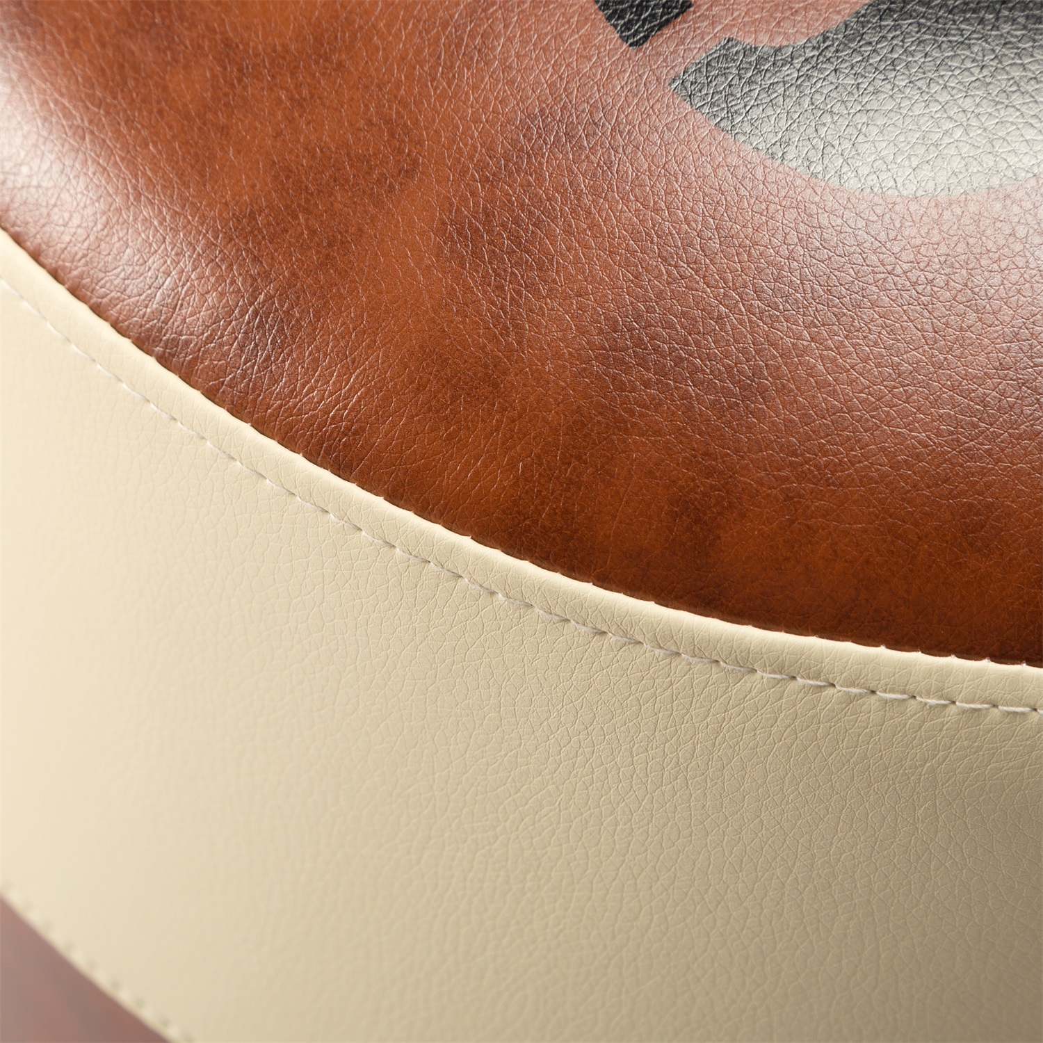 Kadyn 16.5" Round Ottoman, PU Upholstered Footstool for Living Room, Modern PU Ottoman for home and office, Brown Kadyn 16.5" Round Ottoman, PU Upholstered Footstool for Living Room, Modern PU Ottoman for home and office, Brown