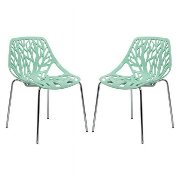 Modern Asbury Dining Chair with Chromed Legs - Mint - Set of 2