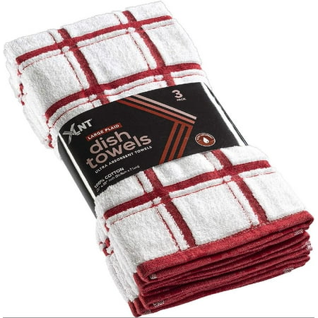 

Red Large Kitchen Towels (3 Pack) - 100% Cotton Dish Towels | 20 x 28 | Ultra Absorbent Dishcloths Sets of Hand Towels/Tea Towels for Everyday Scrubbing | Quick Drying Kitchen Washcloths