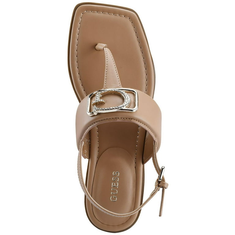 Guess Womens Arenna Faux Leather Adjustable Slingback Sandals