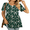 Small Flowers Green, variant on Women's Summer Short Sleeve Tunic Tops Pleated Casual V-Neck Blouse