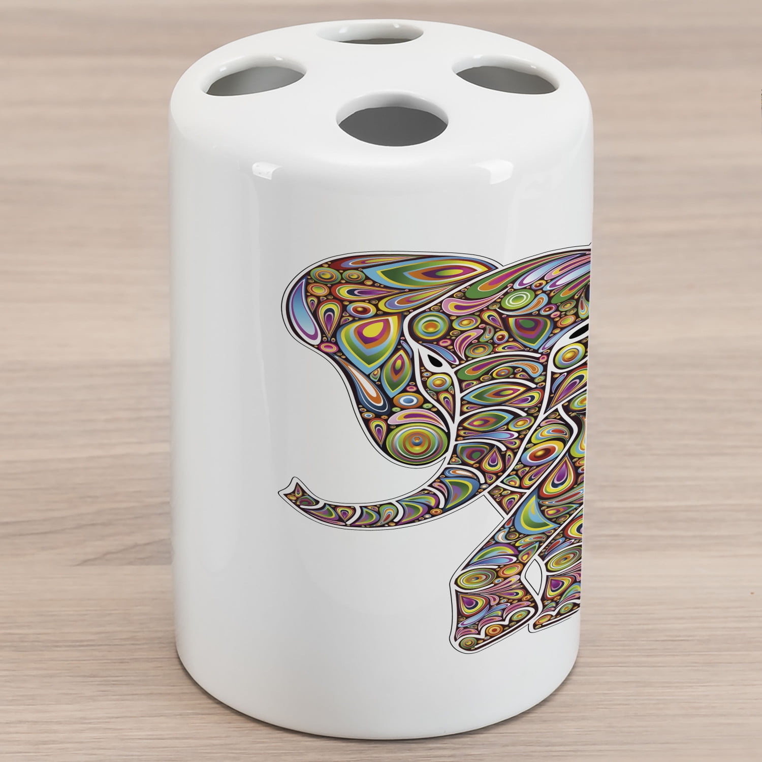 Psychedelic Ceramic Toothbrush Holder, Large Eastern Trippy Pattern