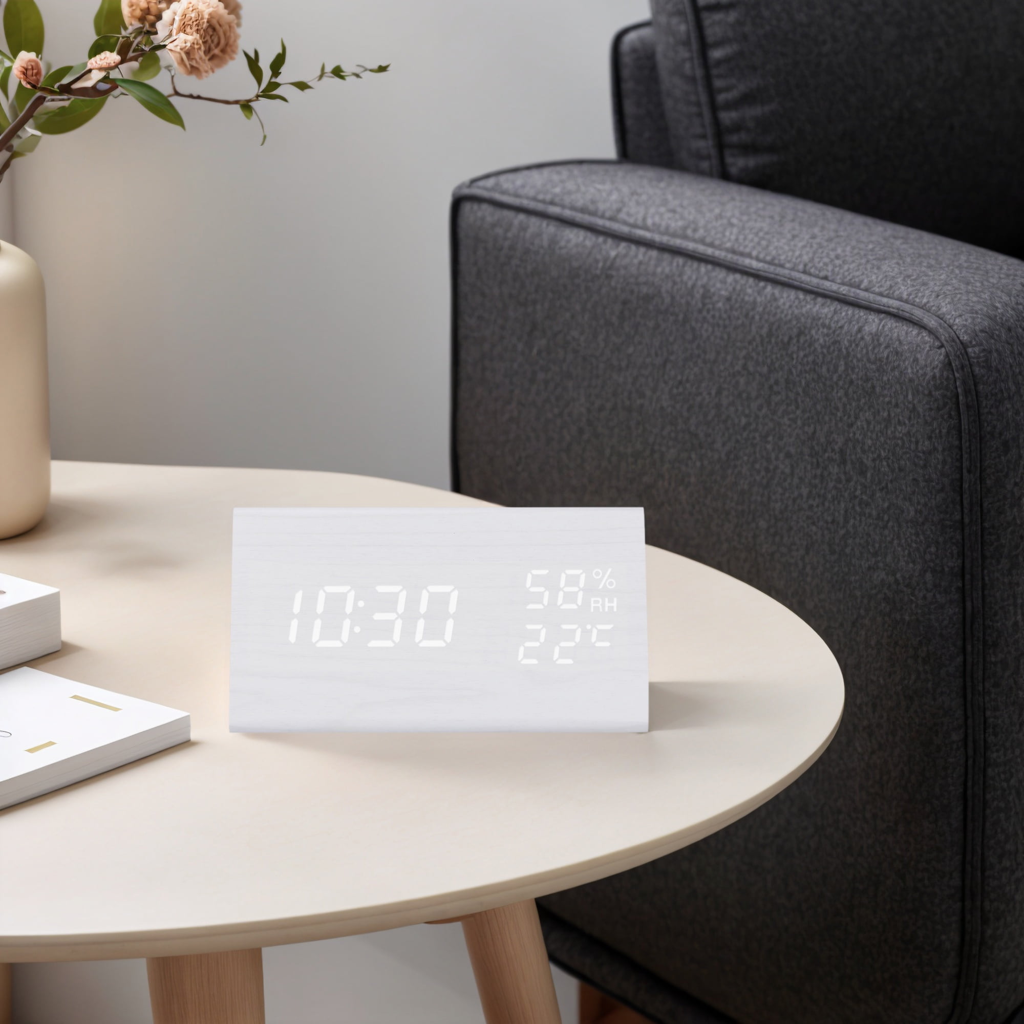 Unique Bargains Triangular Electric Alarm Clock White 5.9"L x 3.1"W x 3.1"H