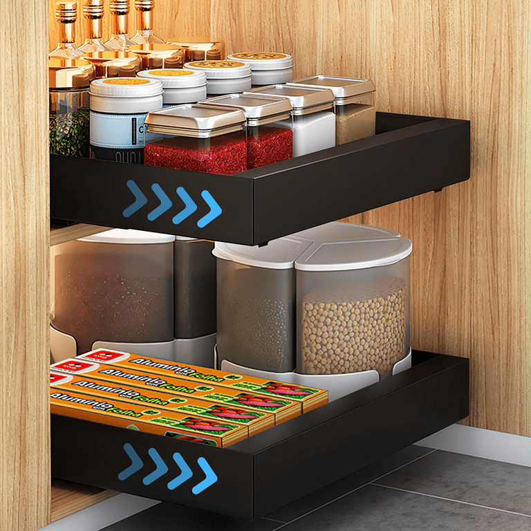 Allnice Pull Out Cabinet Organizer Carbon Steel Cabinet Pull Out Shelves  Kitchen Cabinet Drawers Slide Out Pantry Shelves Multi-Purpose Pull-Out  Home Organizers For Kitchen Bathroom (1 Pack) 
