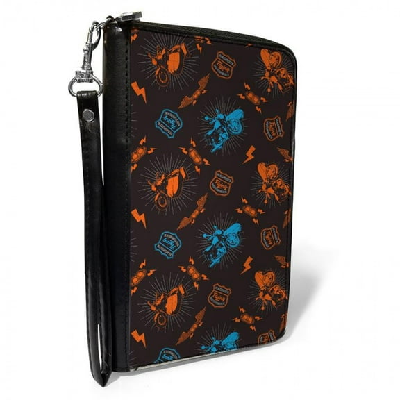 The Wizarding World of Harry Potter Wallet, Zip Around, Harry Potter Hagrids Flying Motorbike Black Multi Color, Vegan Leather