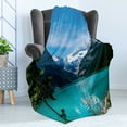 thumbnail image 4 of National Park Soft Flannel Fleece Throw Blanket, Landscape from Lake Louise in Canada with Snowy Mountains, Cozy Plush for Indoor and Outdoor Use, 50" x 60", Teal Dark Seafoam, by Ambesonne, 4 of 5