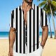 thumbnail image 1 of Ceisia Men's Vertical Stripe Short Sleeve Button Down Casual Shirt for Beach Vacation Black XL Gifts, 1 of 7