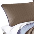 thumbnail image 2 of Eva 3 Piece Queen Microfiber Reversible Coverlet Set, Quilted, Blue, Brown- Saltoro Sherpi, 2 of 5