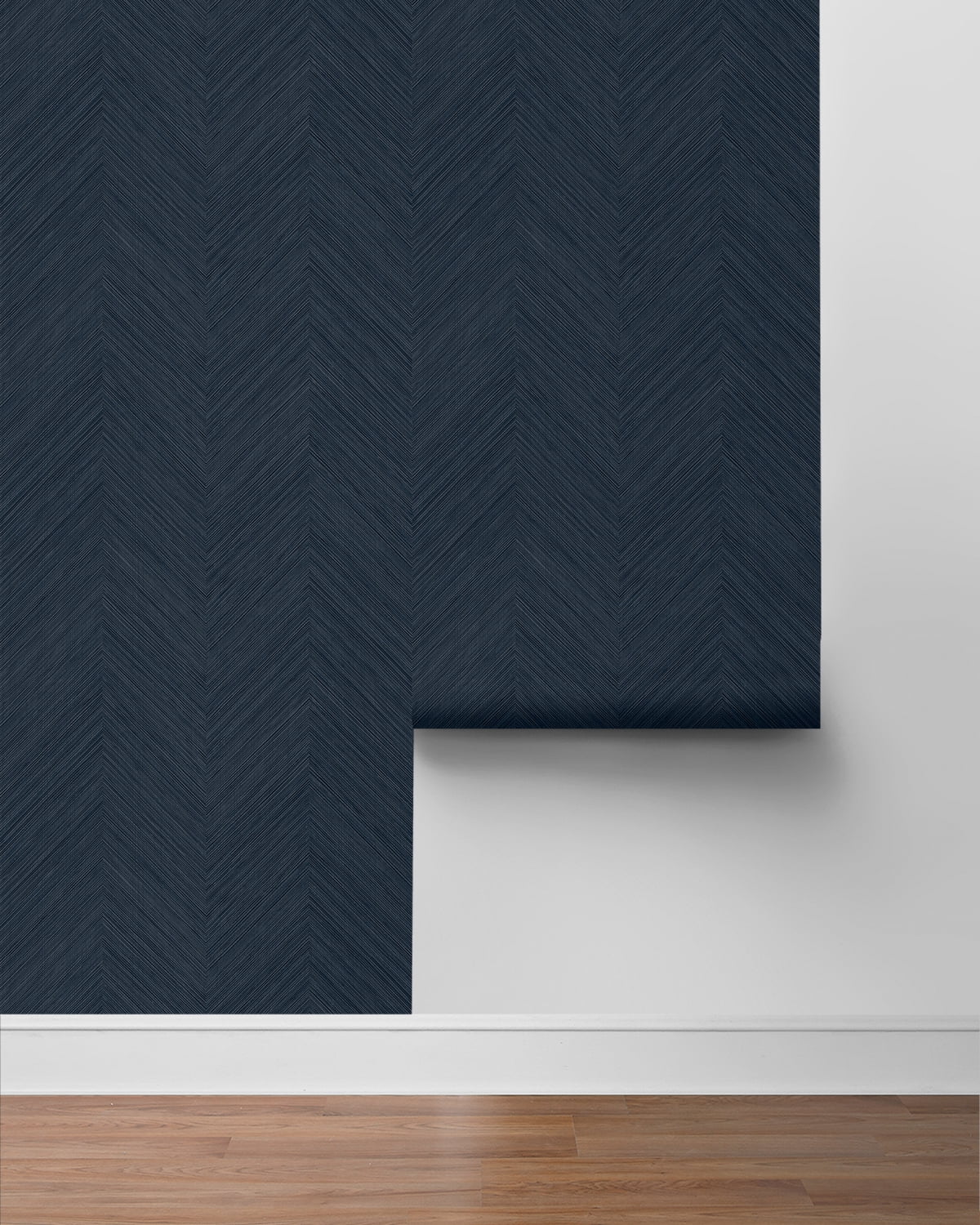NextWall Dark Blue Chevron Stripe Peel and Stick Wallpaper