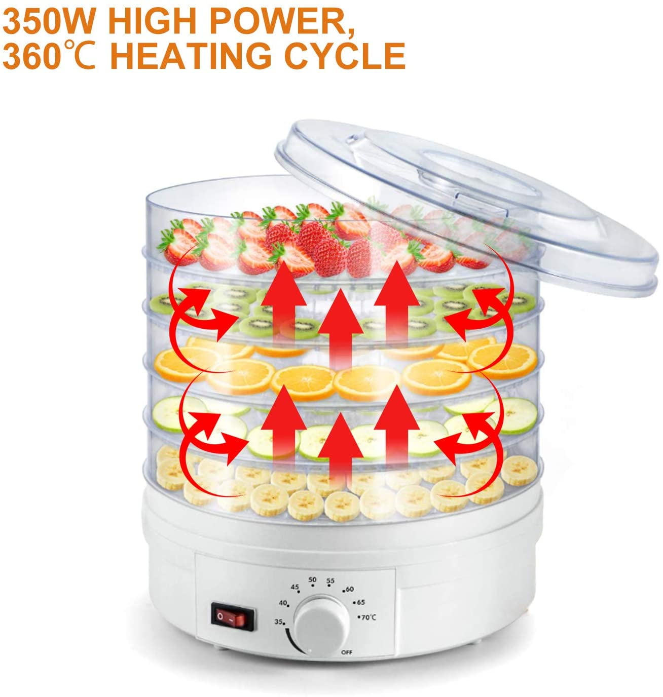 350W Electric Food Dehydrator 5 Tray Fruit Meat Beef Dryer Veg Preserver Machine